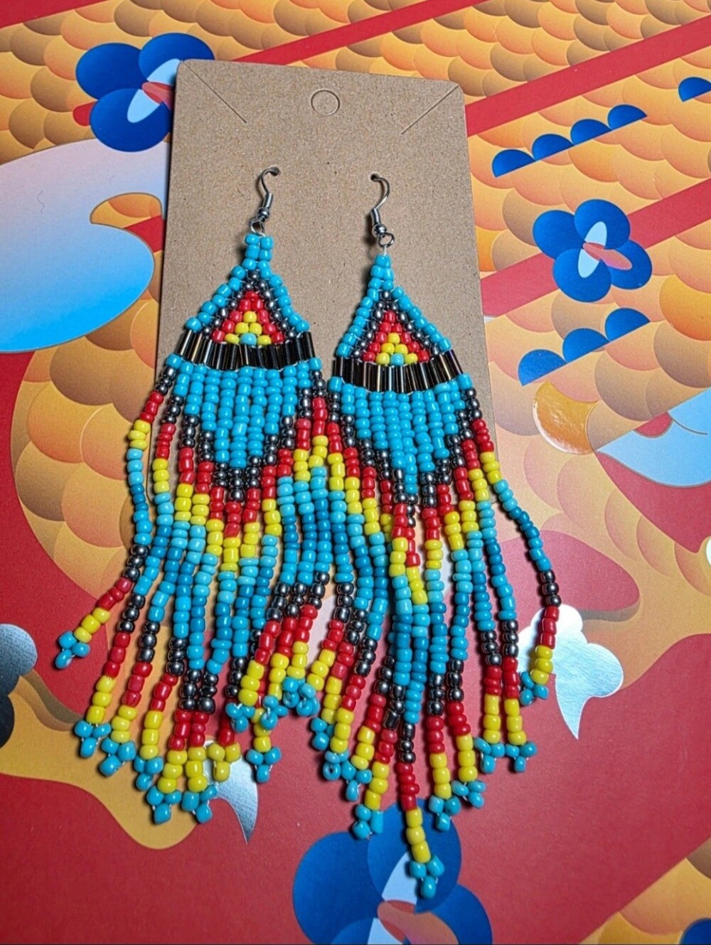 Turquoise Seed Bead Earrings